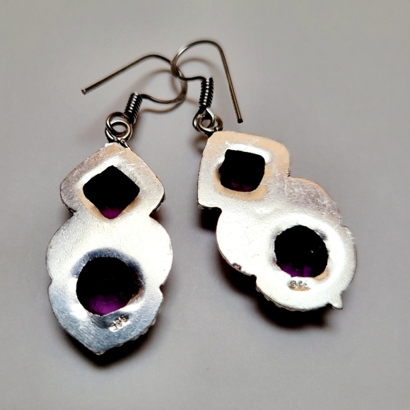 Amethyst 925 Silver Earrings - Picture 2 of 5